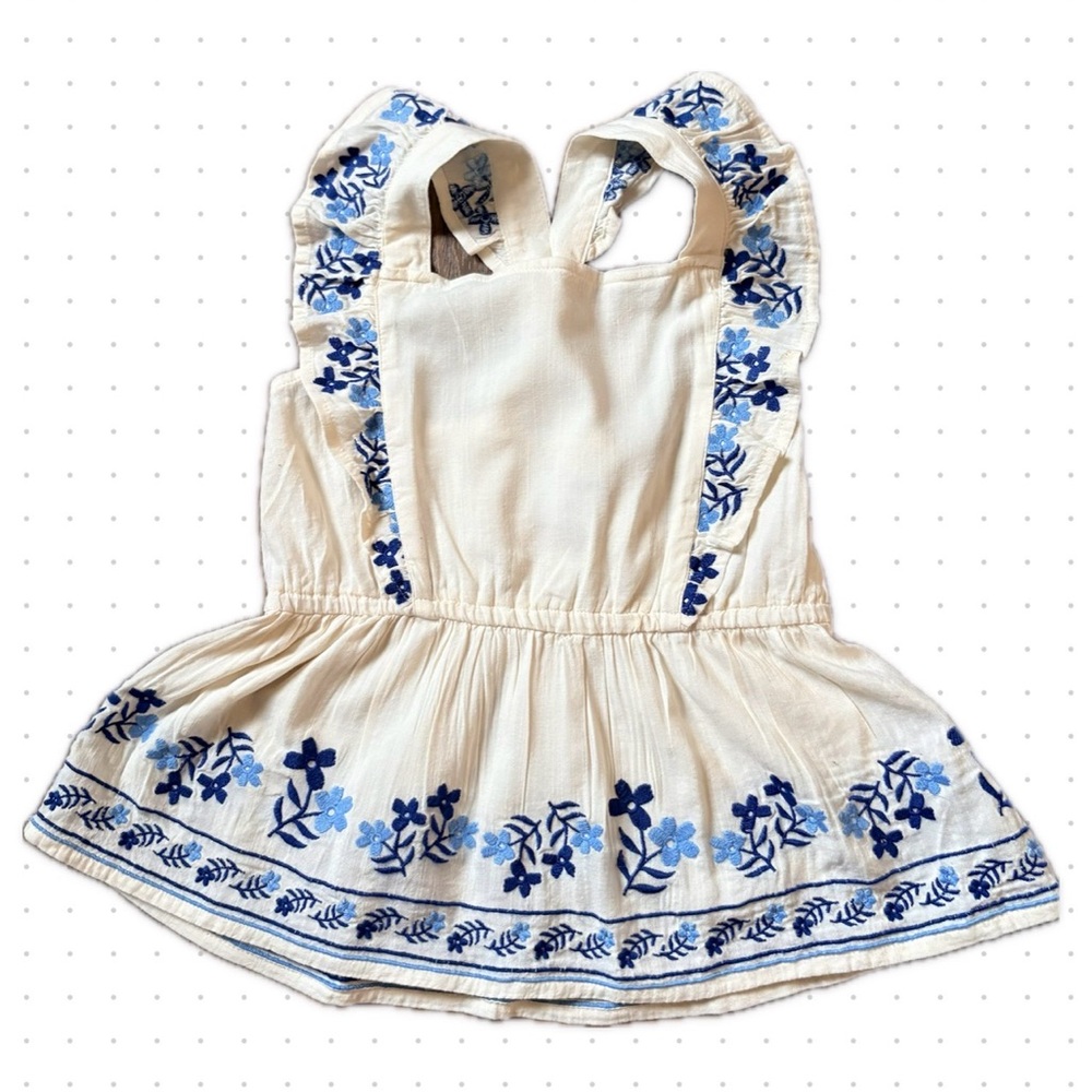 Old Navy Girls Embroidered Ruffle Peplum Top - Blue Floral - Size M (8)